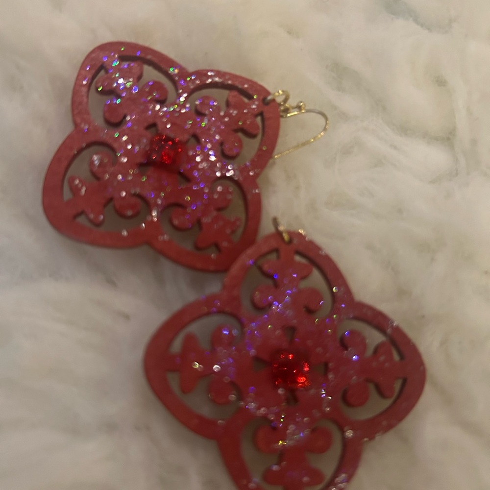 Elegant Red Filigree Earrings